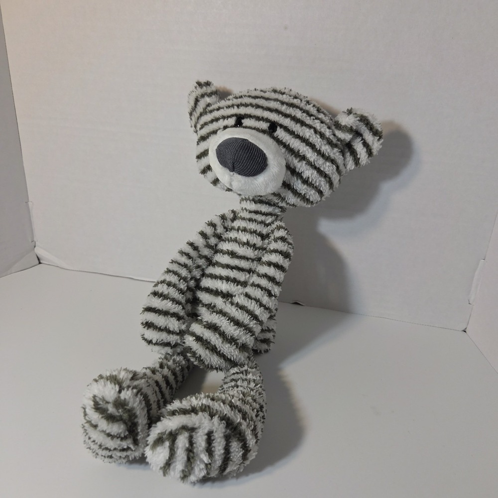 Gund Toothpick Gray and White Stripes Teddy Bear Stuffed Animal Plush 14"